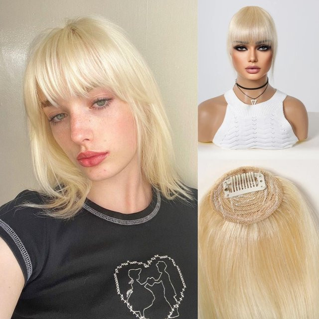 HAIRCUBE Pony-Clip-in-Air-Pony, blonde Pony-Fransen, Echthaar, Damen - Bild 1