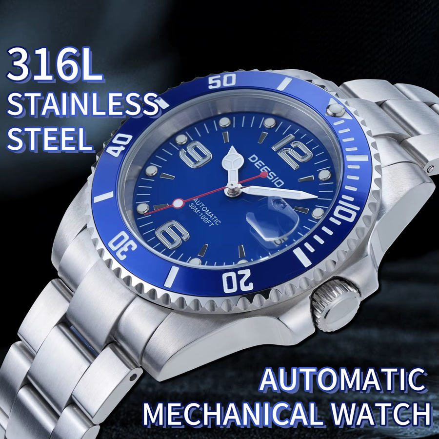 Deesio Armbanduhr, Automatik, Edelstahl, Blau, Herren - Bild 2