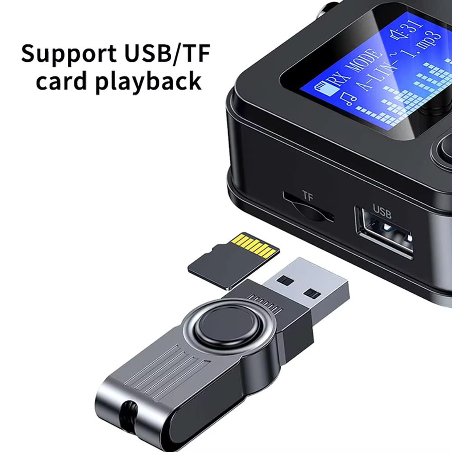 kebidumei Bluetooth 5.4 Audio Adapter als Empfänger und Sender mit optischem/koaxialem Anschluss, 3,5 mm Klinke sowie TF/U-Disk Play in Schwarz - Bild 5