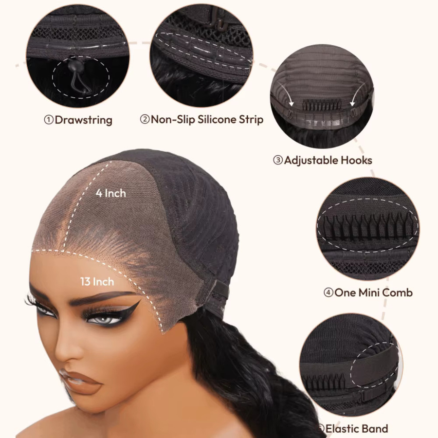 UNice Lace Frontal Wavy Bob Perücke, Schokoladenbraun mit goldenen Highlights, Echthaar - Bild 3