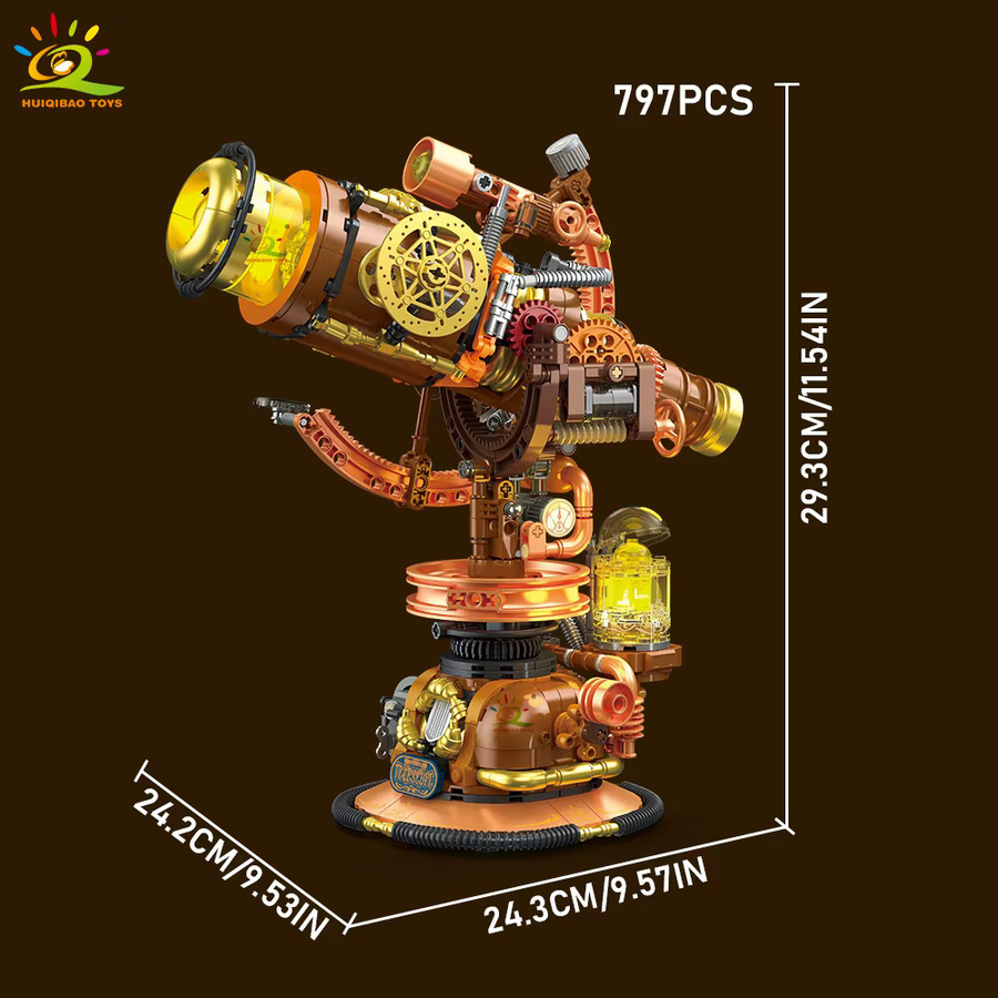 HUIQIBAO Weltraum Simulations-Punk-Teleskop-Modell, Bausteine, mit Licht, 797 Teile - Bild 2
