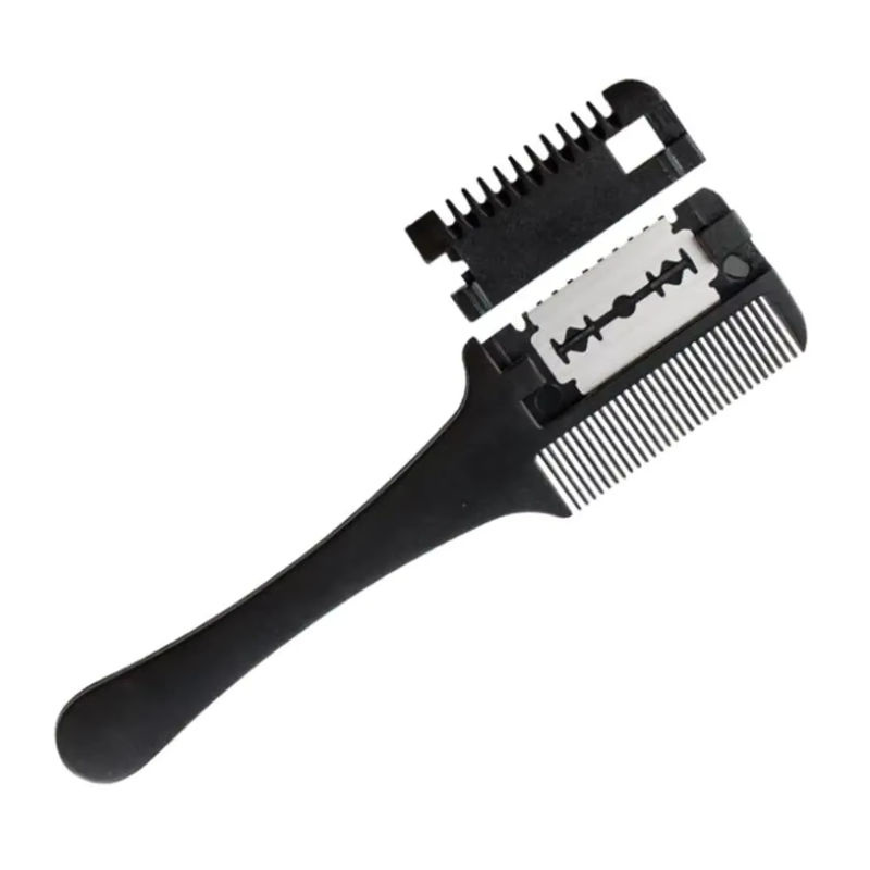 Haarschneidekamm mit Rasierklingen, Schwarz, Unisex - Bild 7