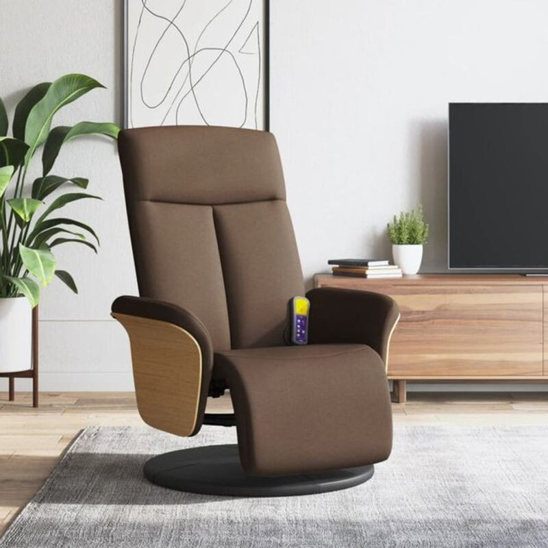 Massagesessel vidaxl als Relaxsessel mit Fußteil aus Stoff in Braun - Bild 1