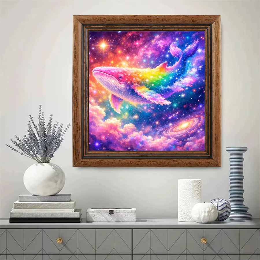 EverShine DIY Diamantmalerei Wal-Mosaik mit Galaxie-Sternen und Regenbogen als Wanddekoration in Multicolour mit runden Steinen - Bild 2