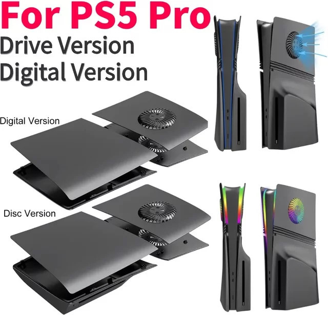 ALLOYSEED Kratzfeste Frontplatte aus ABS-Hartschale als Konsolenabdeckung und Schutzhülle für PS5 Pro Disc/Digital Edition in Schwarz - Bild 1