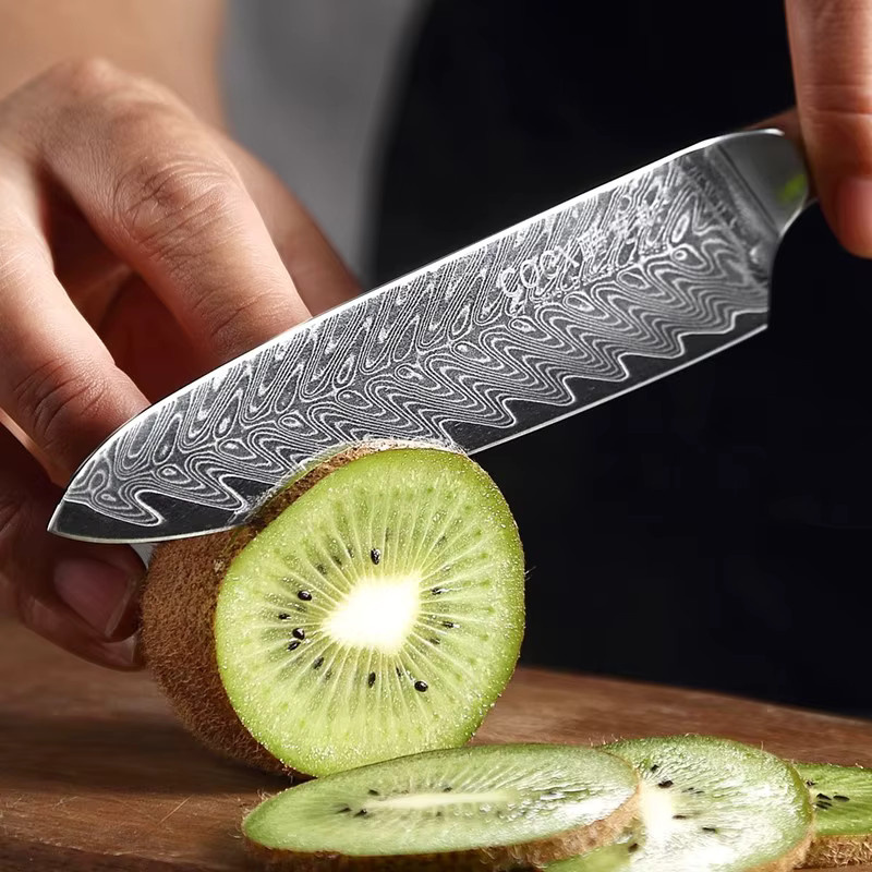 Damast-Allzweckmesser aus Premium-Stahl mit Holzgriff in Silber - Bild 3