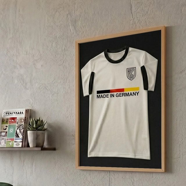 K-Möbel Echtholz Trikot Rahmen Braun für Kindertrikots und Fan Shirts B: 50 cm, H: 70 cm - Bild 1