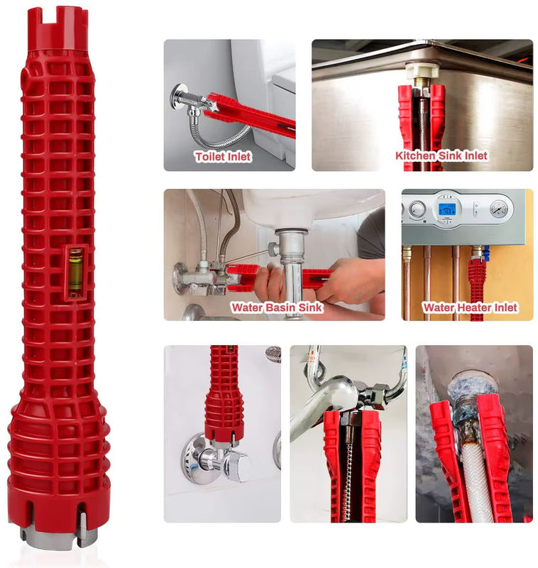 HUKELP 8-in-1 Sanitär-Reparaturwerkzeug Set für Waschbecken und Wasserhahn in Rot - Bild 6