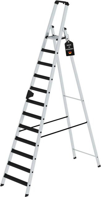 PROREGAL Stufen-Stehleiter Clip-Step Relax einseitig begehbar, 14 Stufen, Silber - Bild 1
