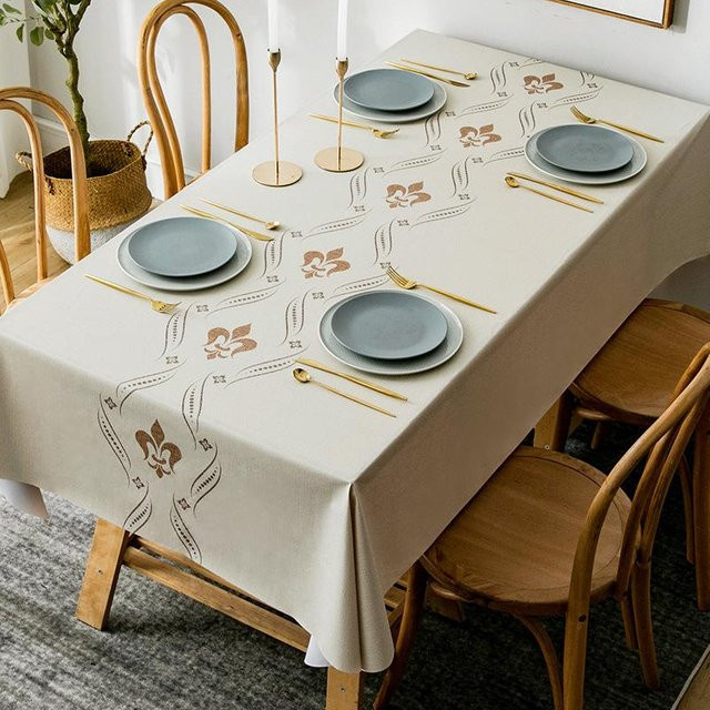 L.RIDING PULO Tischdecke aus PVC in Beige, wasserabweisend und fleckenbeständig, B/T: 90 x 150 cm - Bild 1