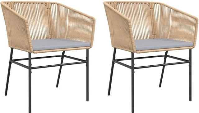 Furnicato Gartenstühle Set aus 2 Stück in Braun aus Poly Rattan mit Armlehnen und Kissen - Bild 1