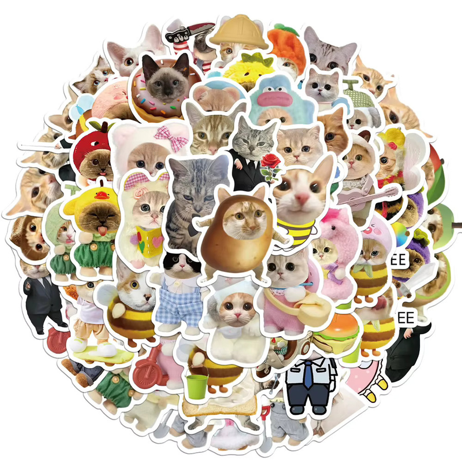 62 Stück LOLEDE Kawaii Katzen Meme Aufkleber in Multicolour für Laptop, Skateboard und Scrapbooking - Bild 3