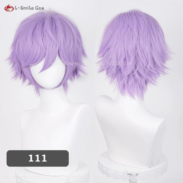 Lila Cosplay Perücke, 32 cm, Synthetisches Haar, Unisex - Bild 1