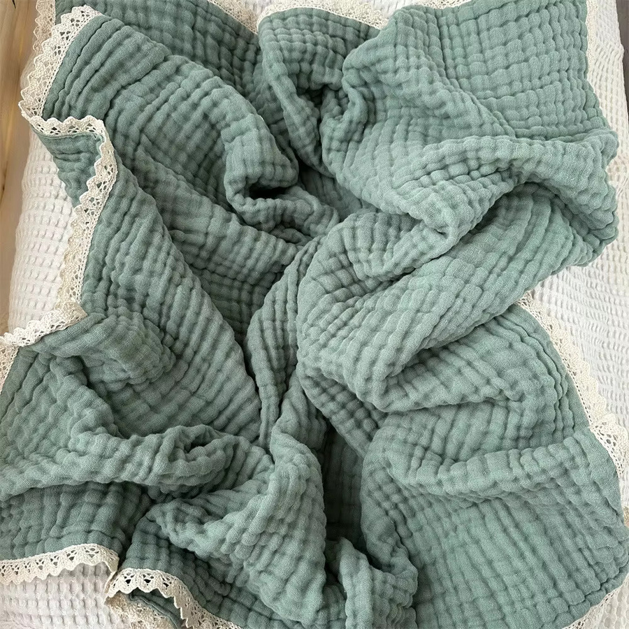 6-lagige Musselin Babydecke aus Baumwolle für Neugeborene in Beige - Bild 2