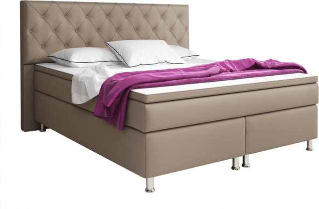 Inter Trading Boxspringbett Turin in Beige mit Kunstleder und Bonellfederung B/T: 180 x 200 cm - Bild 1
