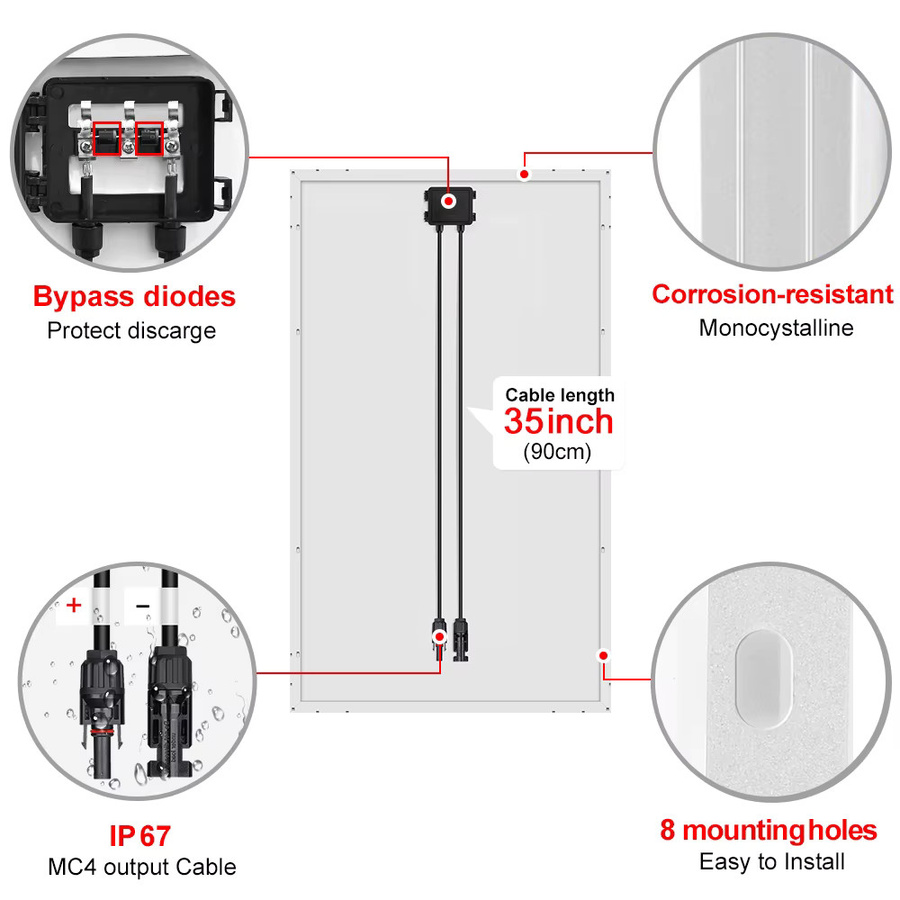 Dokio Starres Solarpanel Set mit 12V Controller in Schwarz für Home Charge - Bild 3