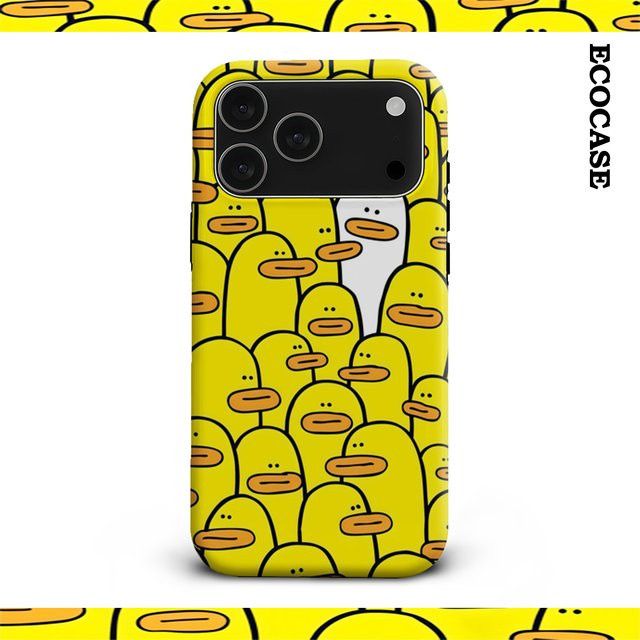 Handyhülle Yellow Ducks & White One für Apple iPhone 17 16 15 14 13 12 11 Pro Max Plus mit doppelschichtiger Rückseite in Gelb und Weiß - Bild 1