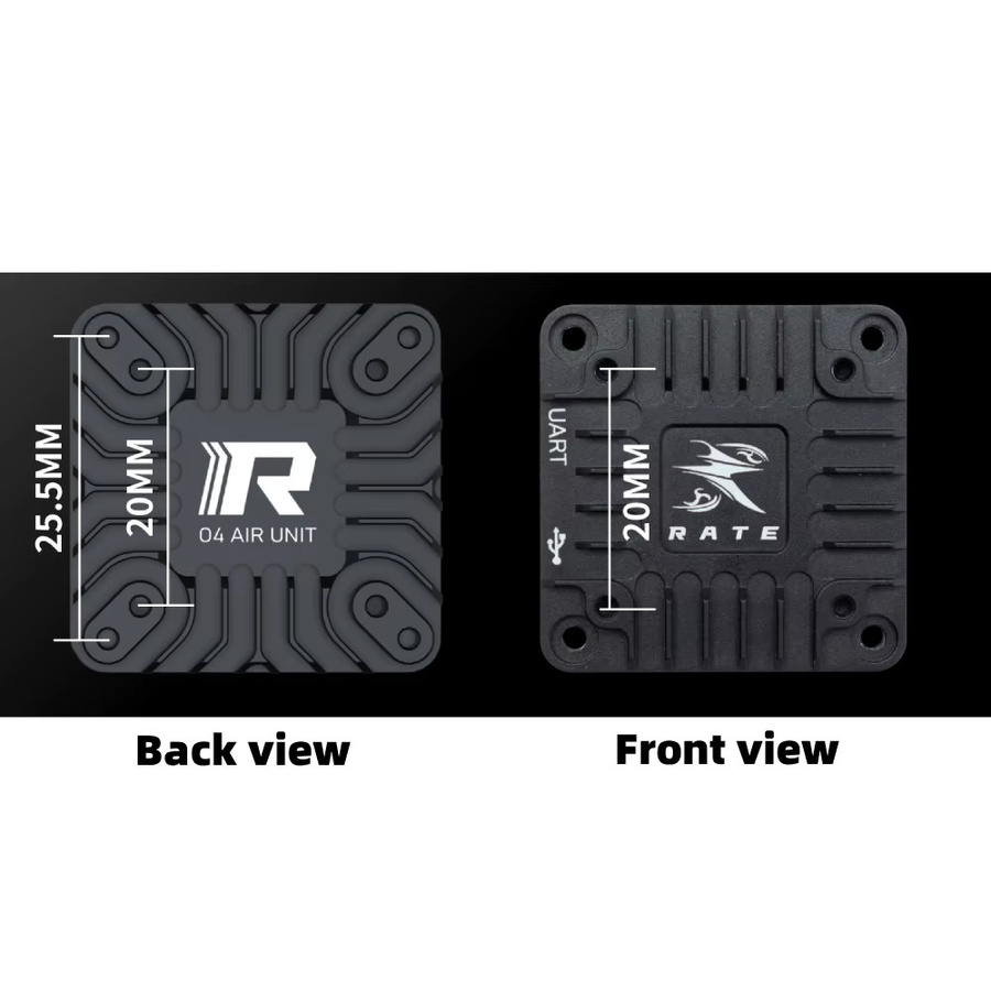 RateFPV O4 Wide Air Unit Kameragehäuse Upgrade-Set aus schwarzem CNC Aluminiumlegierung mit 20mm Kühlkörpergehäuse kompatibel mit O3 und O4 - Bild 3