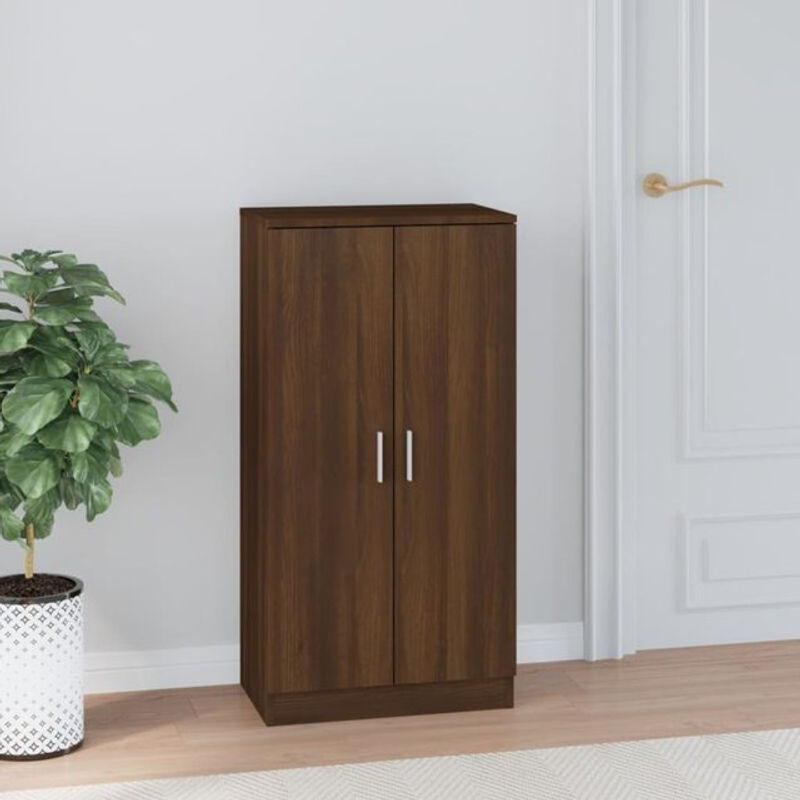 Schuhschrank Vidaxl in Braun mit Eichen-Optik aus Holzwerkstoff und Aluminium, Modern, B/T/H: 55 x 35 x 108 cm - Bild 1