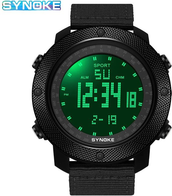 Synoke Digitaluhr, Schwarz, Textil/NATO, Herren - Bild 1