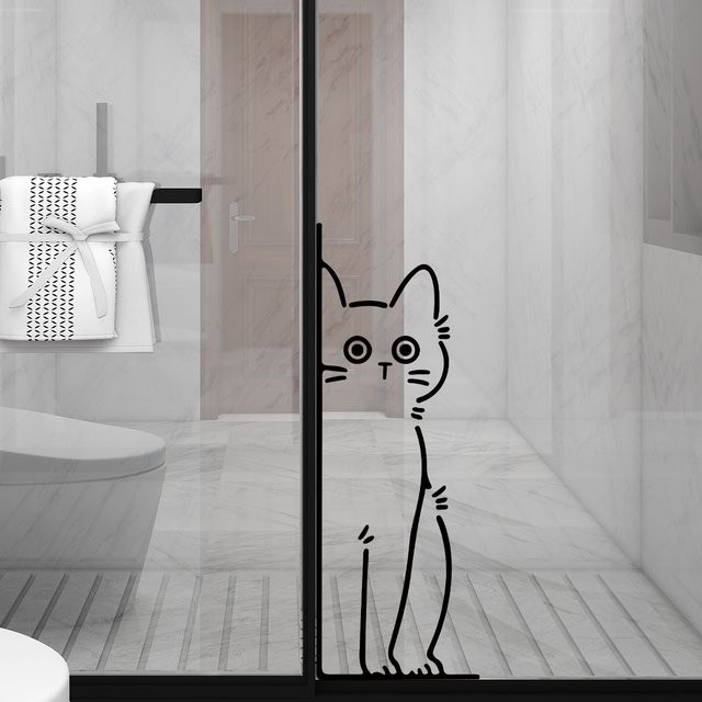 Wasserdichte selbstklebende Wandaufkleber von BRUP mit niedlicher schwarzer Katze für Kinderzimmer, Schlafzimmer und Badezimmer - Bild 1
