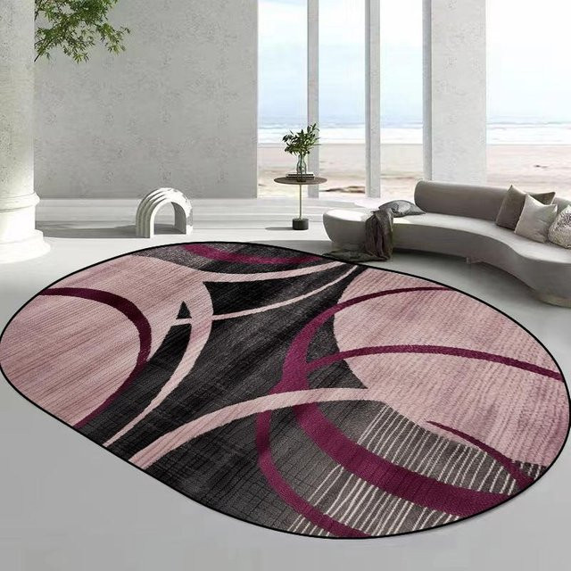 Karpetti Ovaler Teppich mit abstraktem geometrischem Design, Waschbar und Rutschfest, Mehrfarbig, B: 120 cm, T: 100 cm - Bild 1