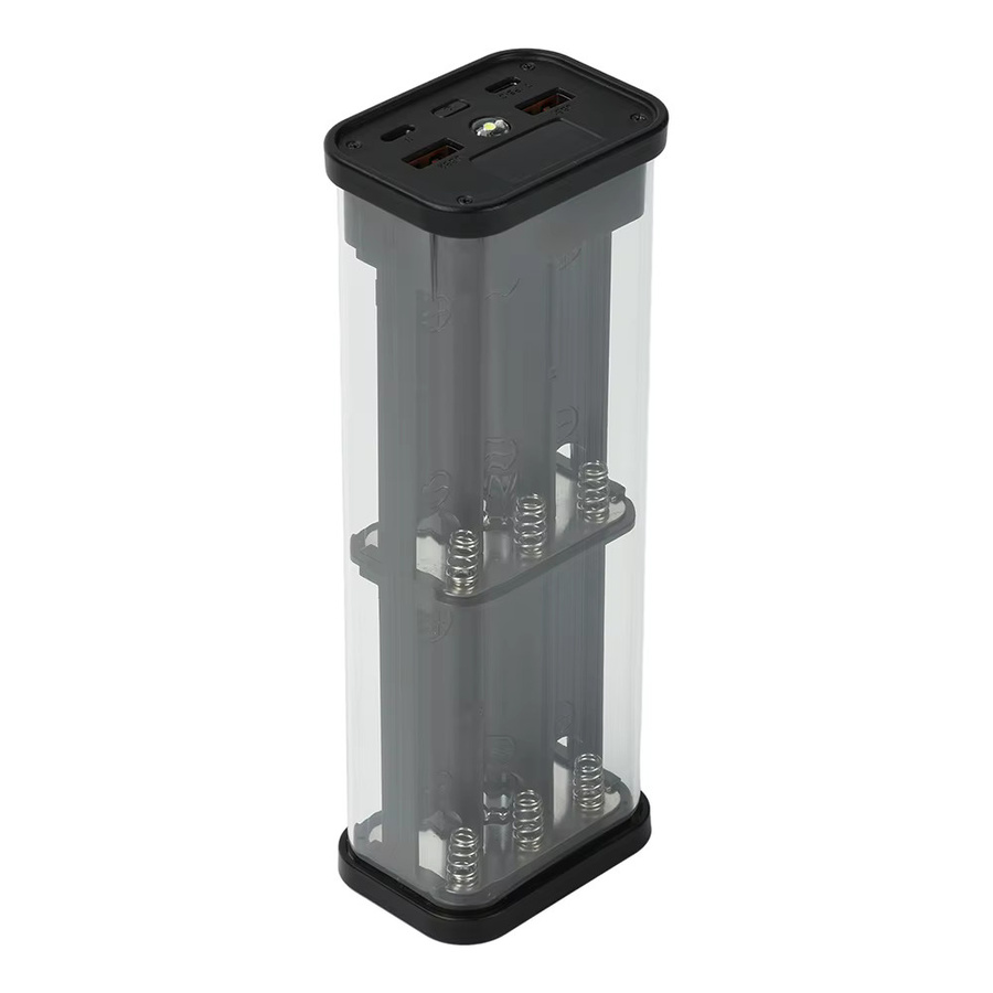diymore Transparente 18650 Power Bank Hülle mit 22,5 W Schnellladung, LED-Anzeige, USB-A und Typ-C Port, Batterie-Aufbewahrungsbox für 6 oder 12 Zellen, Weiß - Bild 4