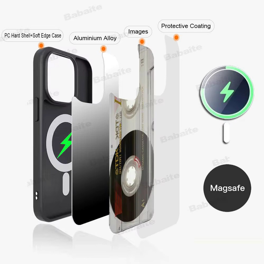 Magnetische Radioband-Kassetten Telefonhülle für Apple iPhone 17 16 15 14 13 12 11 Pro Max Plus mit kabellosem Laden in Transparent - Bild 5