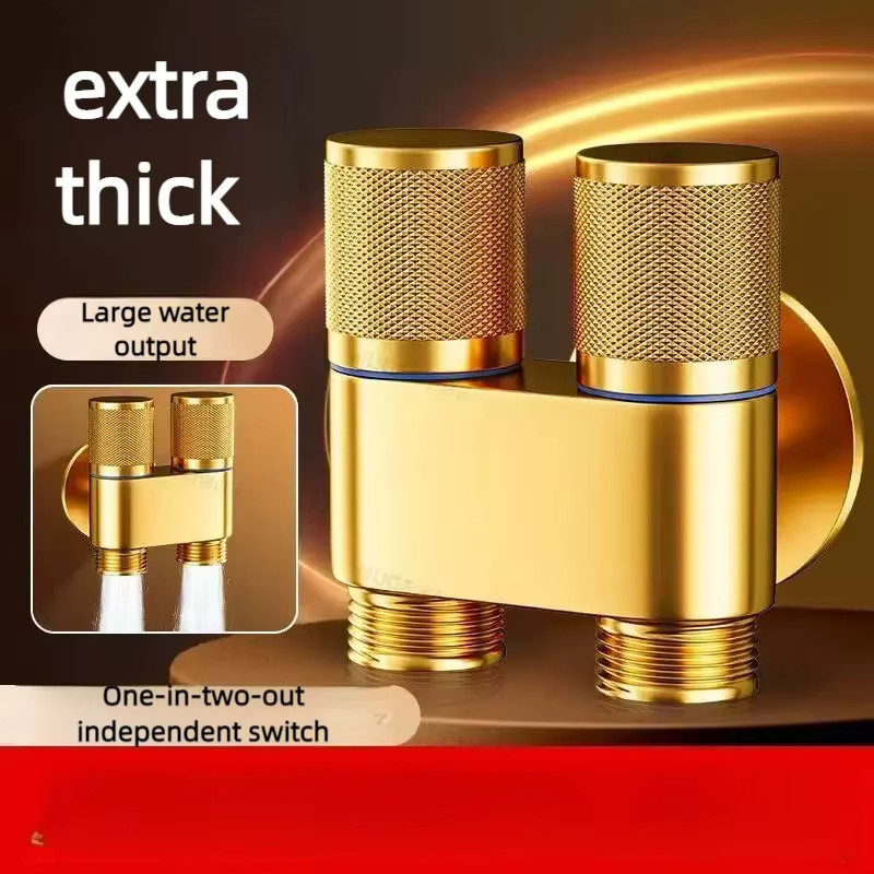 YANKE Doppelkontroll-Wasserhahn mit 2 Ausgängen in Gold für Badezimmer und Waschmaschinenanschluss - Bild 4