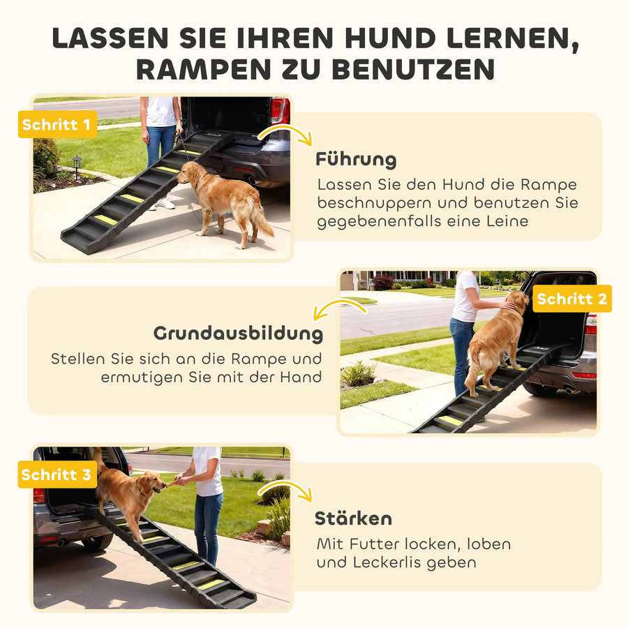PawHut Hunderampe klappbar und rutschfest in Schwarz, Breite: 154 cm, Tiefe: 40 cm - Bild 7