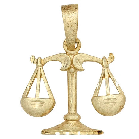 Colfem Anhänger Sternzeichen Waage, 925 Sterling Silber, gold vergoldet, matt, Unisex - Bild 1