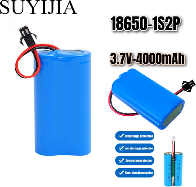 SUYIJIA Lithium-Ionen-Akku 1S2P 18650 mit Leiterplatte, 3,7 V, 4000 mAh, Blau - Bild 1