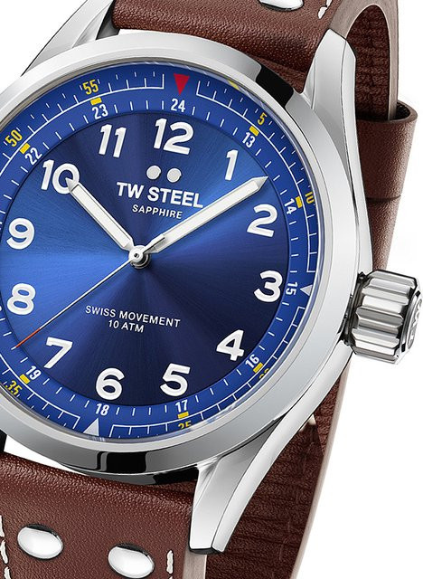 TW Steel Armbanduhr, Quarz, Edelstahl, Blau, Leder, 45 mm, Herren - Bild 1