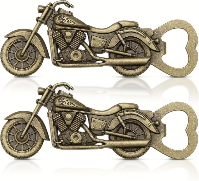 Leeseph 2er-Pack Vintage Motorrad Flaschenöffner aus Metall in Gold - Bild 1