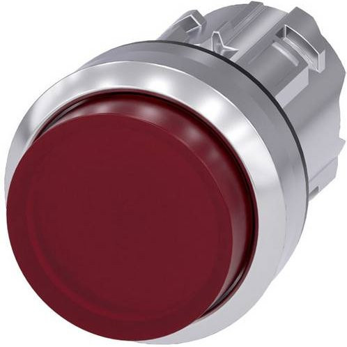 Siemens Leuchtdrucktaster 3SU1051-0BB20-0AA0 mit Frontring aus Metall in Silber und rotem Knopf, rund, Hochglanz - Bild 1