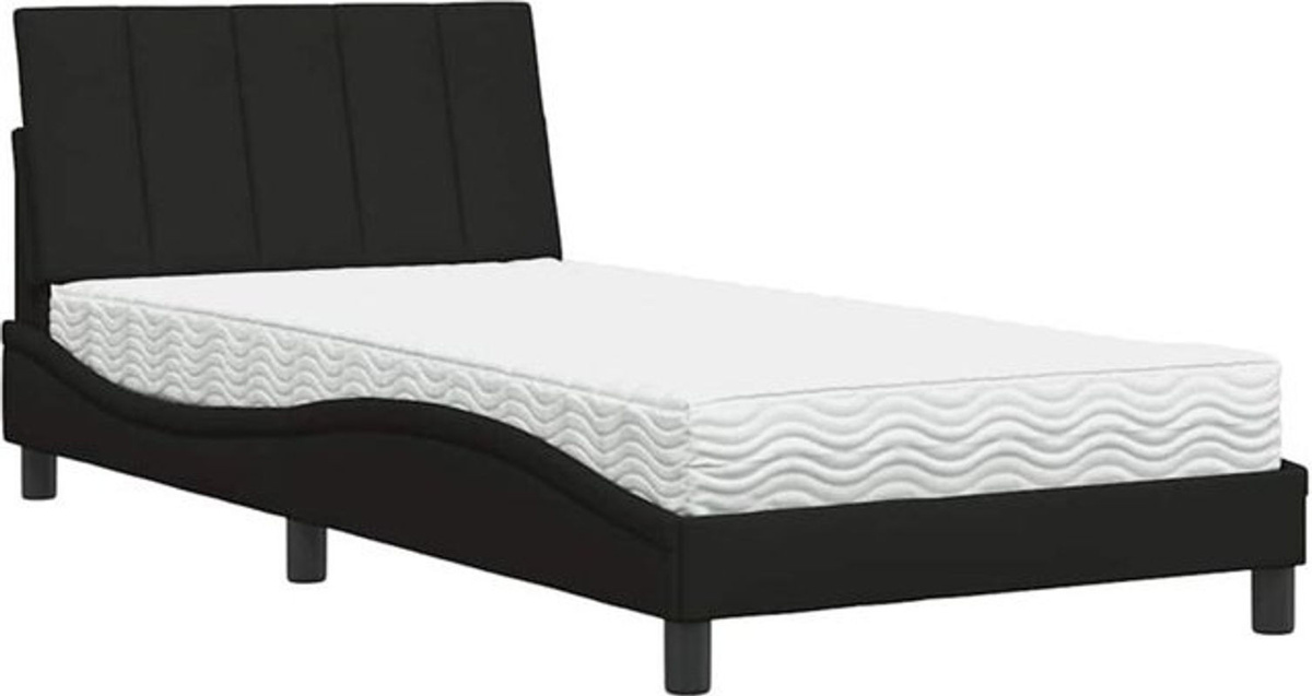 Polsterbett Hanko von Vidaxl mit Matratze in Schwarz aus Stoff und Metall B/T: 100 x 200 cm - Bild 1