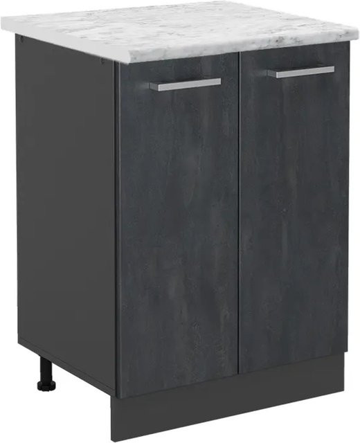 Vicco Küchenunterschrank R-Line in Schwarz Beton/Anthrazit mit Marmor-Optik, Breite: 60 cm - Bild 1