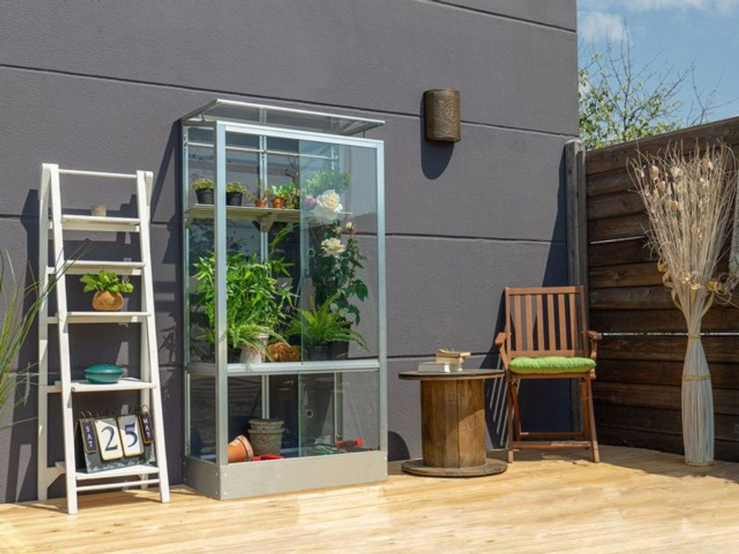 Vitavia Balkon- und Anlehn-Gewächshaus Stad aus eloxiertem Aluminium in Silber, B/T/H: 81,2 x 43 x 156 cm - Bild 5