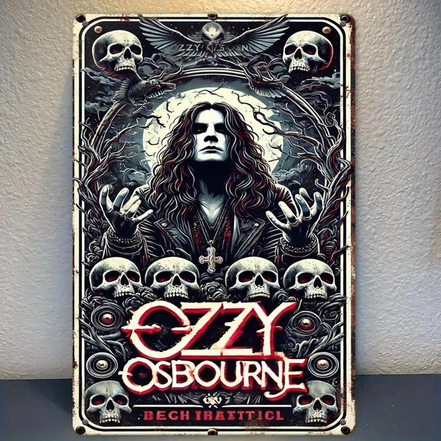 Vintage Ozzy Osbourne Metallblechschild PIPI Tin Sign in Multicolor, Breite: 30 cm, Höhe: 40 cm - Bild 1