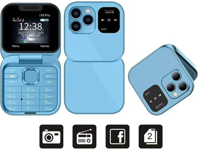 Mini-Klapphandy ZJM Mall 2G GSM Dual-SIM in Blau mit Video-Player und 3,5-mm-Klinkenanschluss - Bild 1