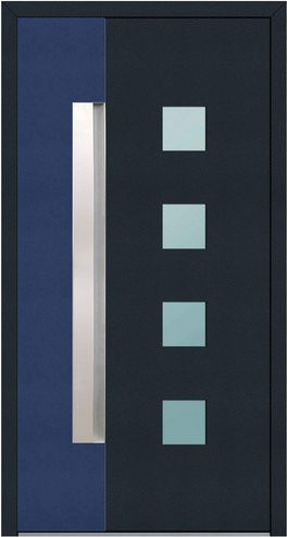 KNOCK Aluminium-Haustür Marte mit Glaseinsatz, anthrazit/stahlblau, B/T/H: 110 x 90 x 210 cm - Bild 1