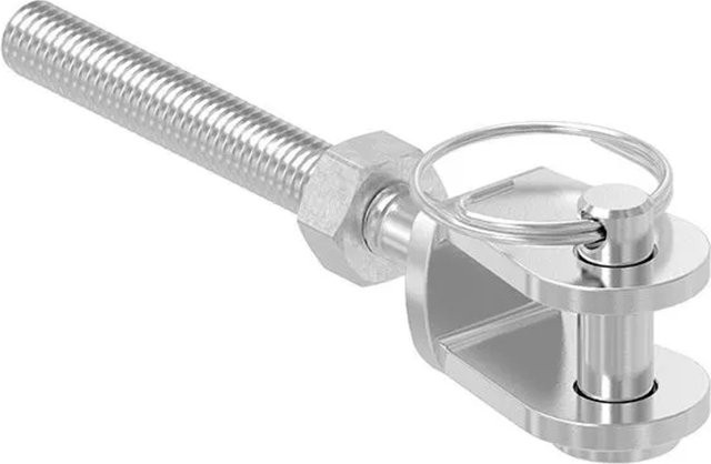 FeNau Gabelterminal Edelstahl V4A M6 Links in Silber - Bild 1