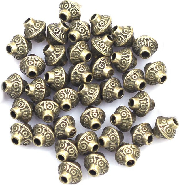 ShengCong Abstandsperlen, Doppelkegel, Zink-Metalllegierung, bronzefarben, 6 x 6 mm, 30 Stück - Bild 1