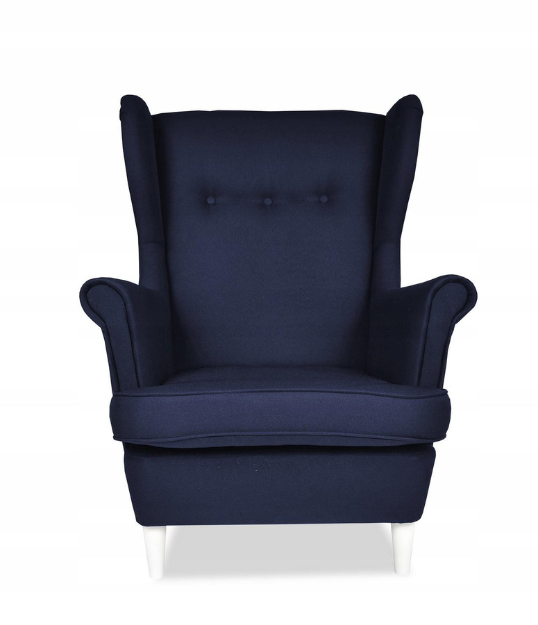 Sessel ARI von Family Meble im skandinavischen Design, dunkelblau Jeans-Stoff mit Buchenholz - Bild 3