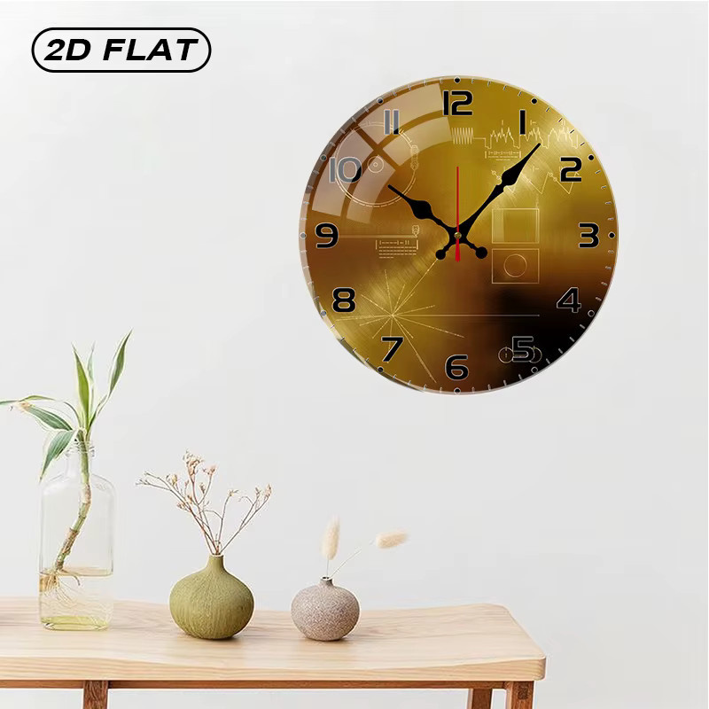 Tech Style Runde Wanduhr aus Acryl in Gold, geräuschlose analoge Wanduhr mit modernem Design für Wohnzimmer und Büro, Durchmesser: 25 cm - Bild 2