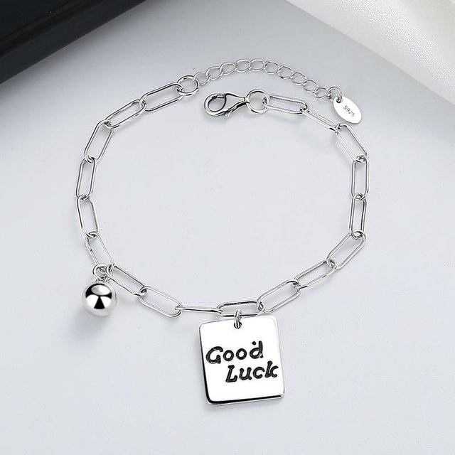 Armband 925 Silber, Buchstaben Quadrat, Weiß, Damen - Bild 1