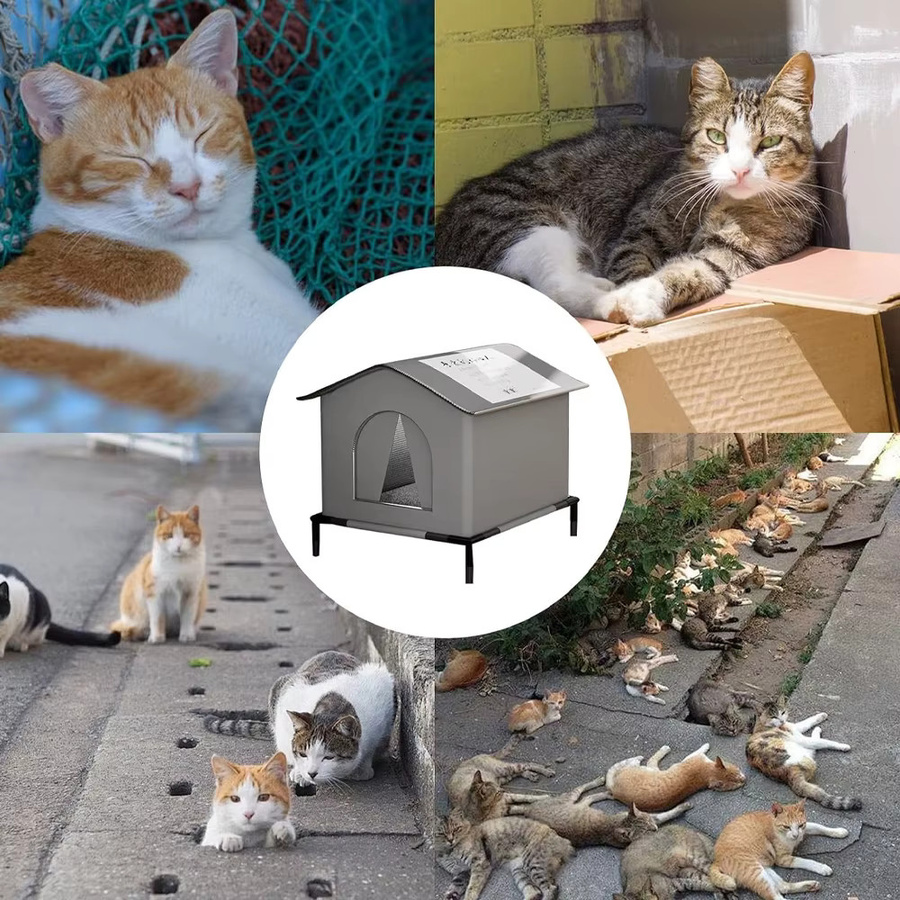 Wasserdichte Katzenhöhle in Grau mit Matte, faltbare Sommer-Kühlunterkunft für Katzen und kleine Hunde - Bild 6