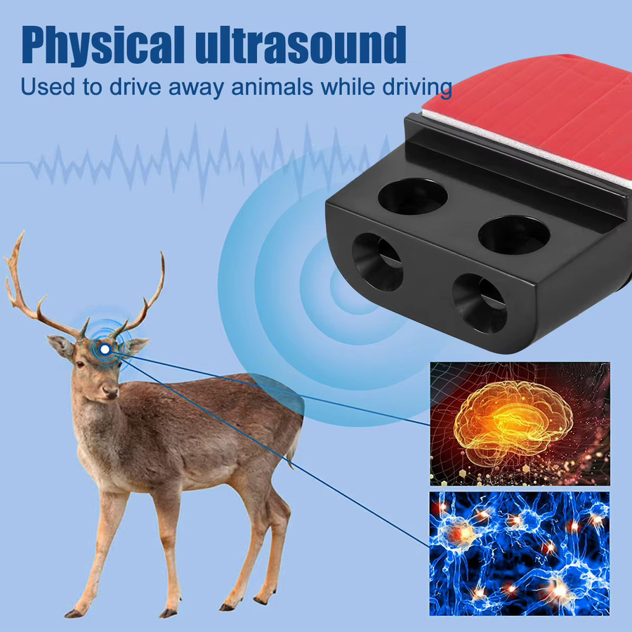 everso 4er Set Ultraschall Tierabwehr Pfeifen für das Auto zur Wildwarnung in Rot und Schwarz - Bild 4