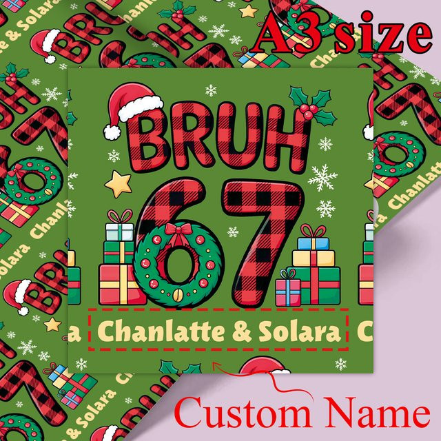 3 Blatt personalisiertes Bastelpapier für Weihnachtsgeschenke und DIY-Verpackungen, Mehrfarbig, Format: A3 - Bild 1