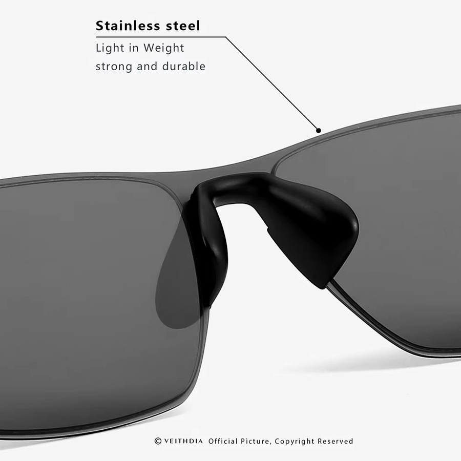 Veithdia V8226 Sonnenbrille, Herren, Vollrand, Edelstahl, polarisiert - Bild 3